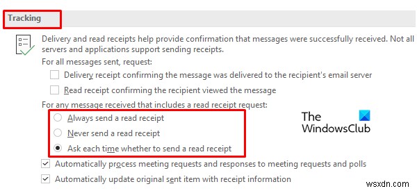 Cách bật và yêu cầu xác nhận giao đọc hoặc đọc đã xem trong Outlook