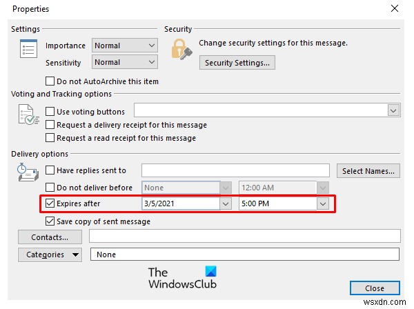 Cách thêm ngày hết hạn (Expiration Date) cho Email trong Outlook