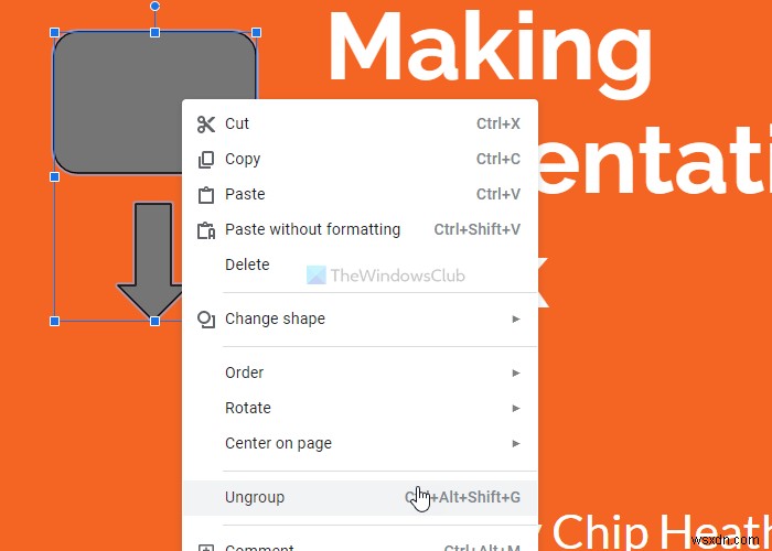 Cách nhóm hoặc tách nhóm đối tượng trong PowerPoint Online và Google Slides
