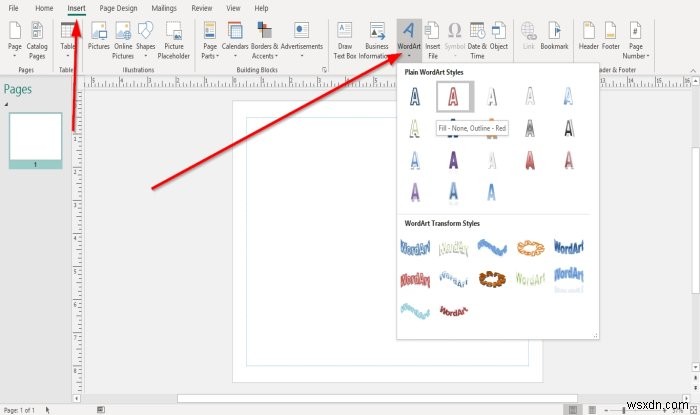 Cách thay đổi hình dạng văn bản WordArt trong Microsoft Publisher