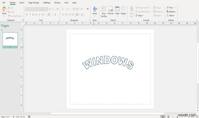 Cách thay đổi hình dạng văn bản WordArt trong Microsoft Publisher