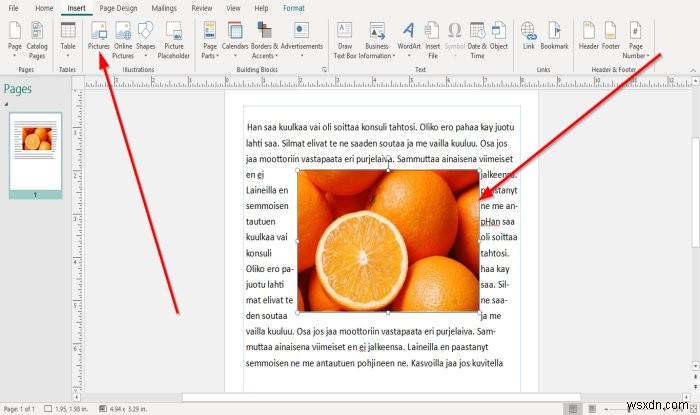 Cách định vị hình ảnh dùng Position Object trong Microsoft Publisher
