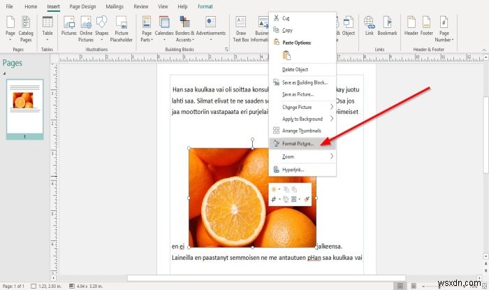 Cách định vị hình ảnh dùng Position Object trong Microsoft Publisher