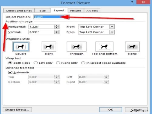 Cách định vị hình ảnh dùng Position Object trong Microsoft Publisher