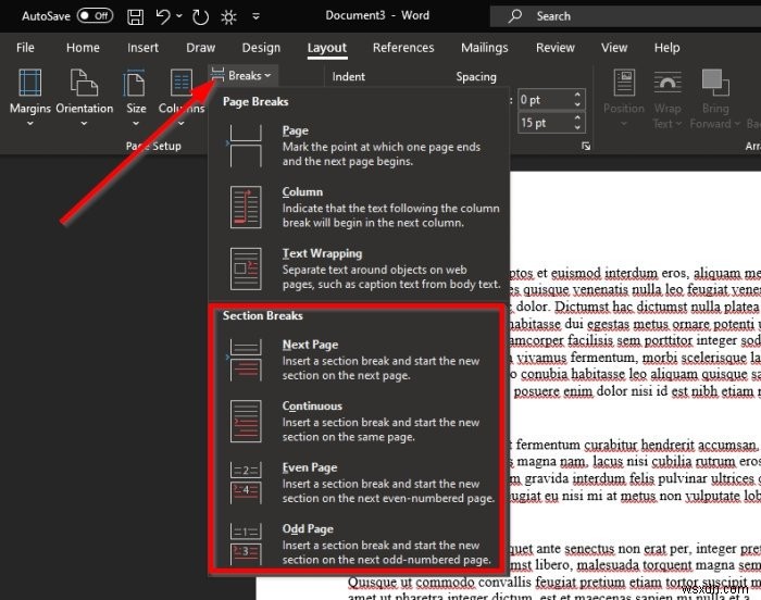 Cách chèn ngắt phần (Section Breaks) trong tài liệu Microsoft Word