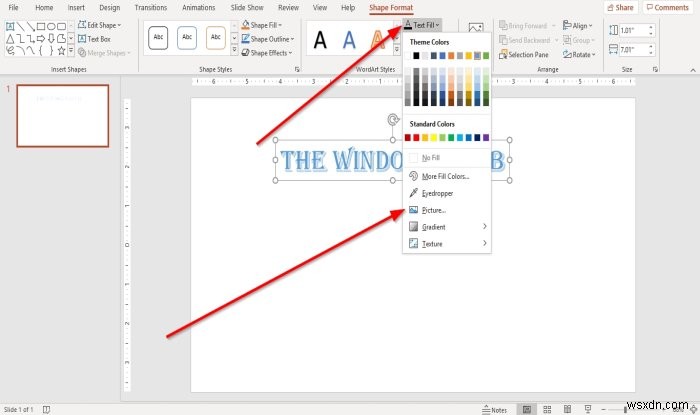 Cách chèn ảnh vào bên trong văn bản trong Microsoft PowerPoint