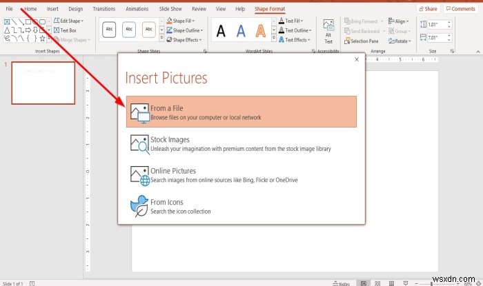 Cách chèn ảnh vào bên trong văn bản trong Microsoft PowerPoint