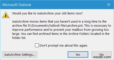 Tự động lưu trữ (Auto Archive) mục cũ trong Microsoft Outlook trên Windows 11/10