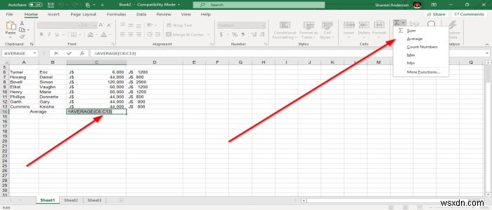 Cách sử dụng hàm MIN, MAX và AVERAGE trong Excel