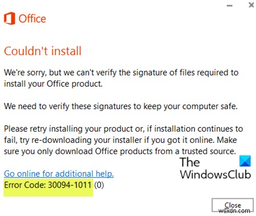 Khắc phục mã lỗi Microsoft Office 30029-4, 30029-1011, 30094-1011, 30183-39, 30088-4 trên Windows 10