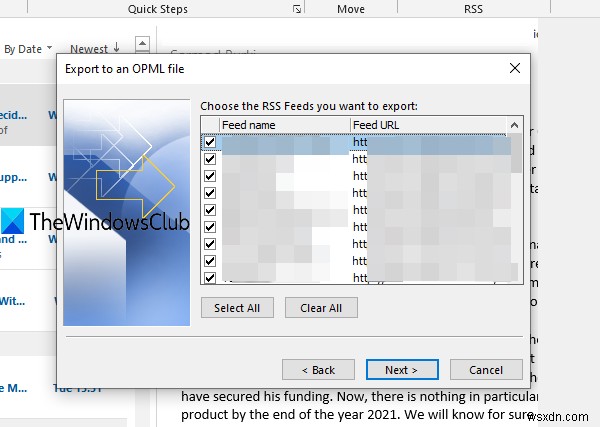 Cách nhập hoặc xuất bộ sưu tập đăng ký Nguồn cấp RSS trong Outlook