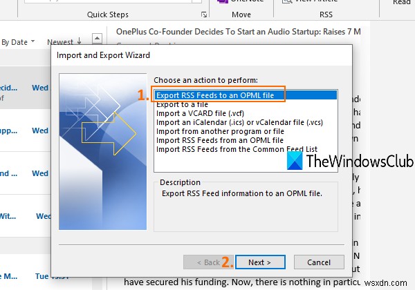 Cách nhập hoặc xuất bộ sưu tập đăng ký Nguồn cấp RSS trong Outlook