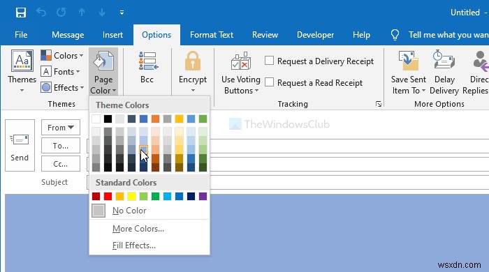 Cách thêm hoặc thay đổi màu nền và hình ảnh trong email Outlook