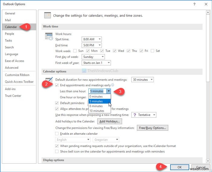 Cách tự động kết thúc cuộc hẹn và cuộc họp sớm hơn trong Microsoft Outlook