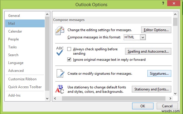 Không thể thêm Chữ ký email trong Outlook trên Windows 11/10