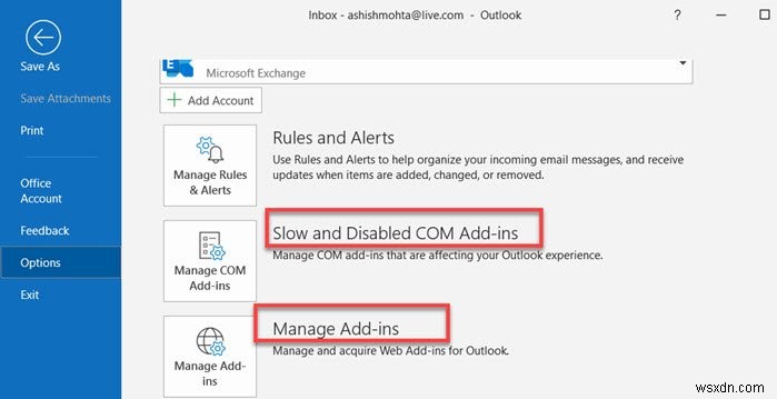 Khắc phục lỗi  A problem was detected with an app or add-in  trong Outlook