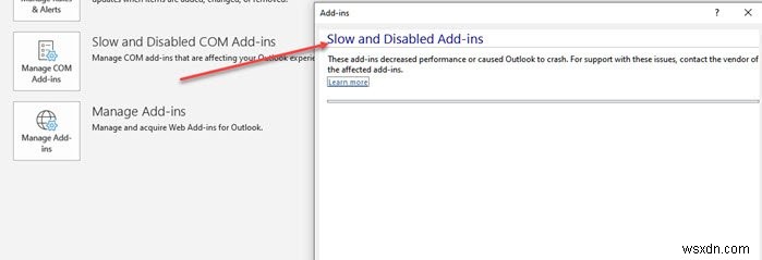 Khắc phục lỗi  A problem was detected with an app or add-in  trong Outlook