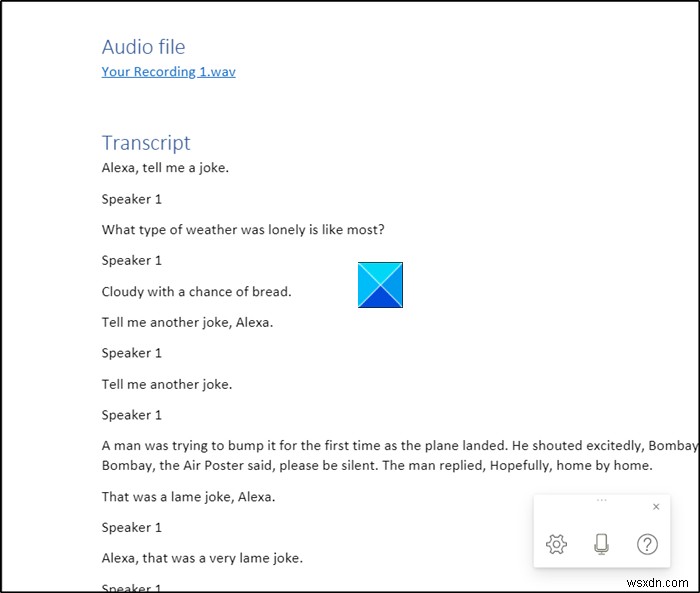 Tính năng Transcribe trong Word cho phép chuyển giọng nói thành văn bản (Text transcript)