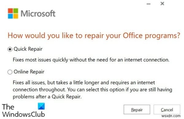 Cách sửa chữa Microsoft 365 bằng Command Prompt trong Windows 11/10