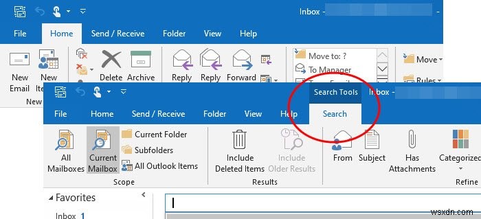 Cách thêm tab Tìm kiếm vào Ribbon Outlook