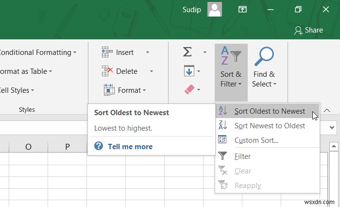 Cách sắp xếp dữ liệu theo ngày trong Excel