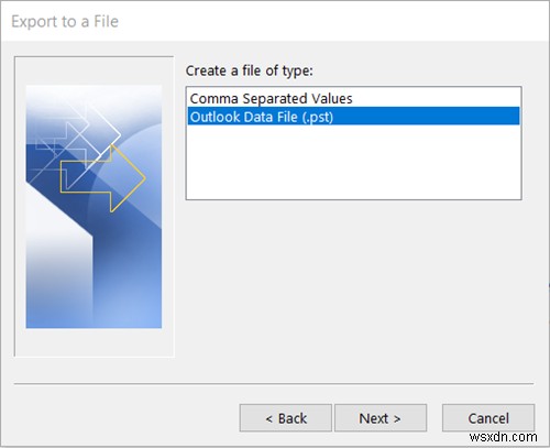 Cách sao lưu thư mục email Outlook ra màn hìnhdesktop Windows 10