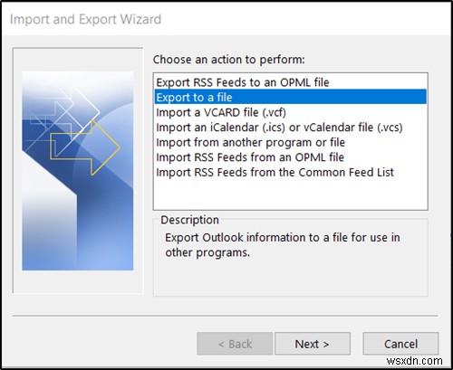 Cách sao lưu thư mục email Outlook ra màn hìnhdesktop Windows 10