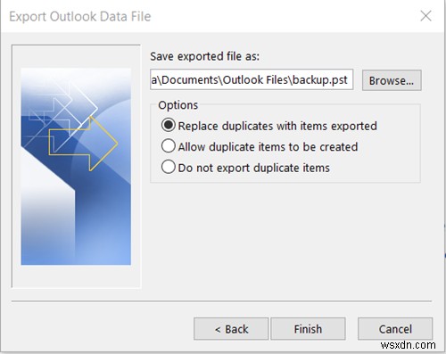 Cách sao lưu thư mục email Outlook ra màn hìnhdesktop Windows 10