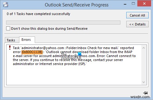 Cách khắc phục lỗi Outlook 0x800CCC0E trên Windows 11/10