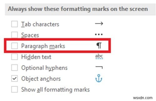Cách tắt dấu đánh dấu đoạn văn (Paragraph marks) trong Microsoft Word