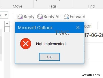Khắc phục lỗi Not Implemented trong Outlook trên Windows