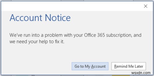 Khắc phục lỗi Thông báo tài khoản trong đăng ký Office 365