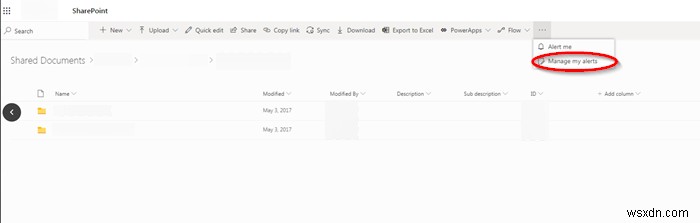 Cách xem, xóa hoặc quản lý Cảnh báo (Alerts) trong SharePoint
