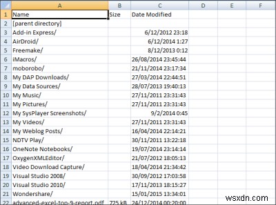 Cách lấy danh sách File trong Thư mục vào Excel
