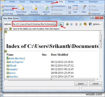 Cách lấy danh sách File trong Thư mục vào Excel