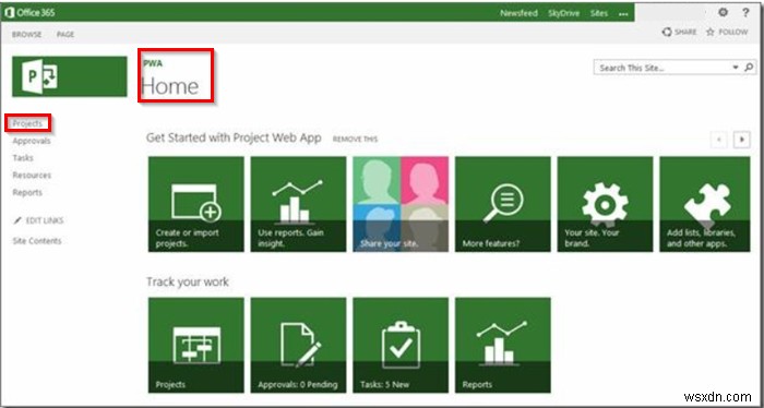 Cách thay đổi trang web PWA mặc định cho Project Home