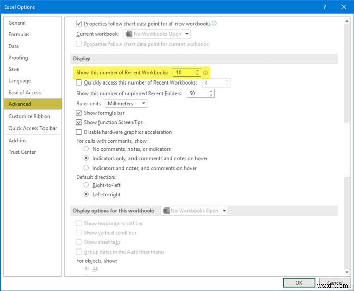Cách tăng/giảm số lượng file gần đây trong Word, Excel, PowerPoint