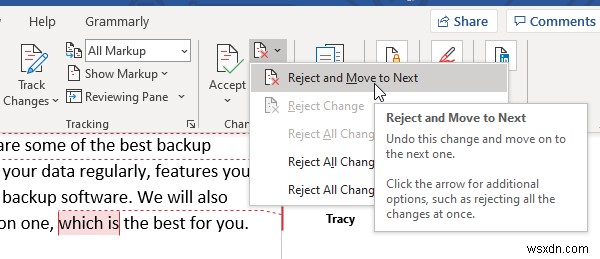 Sử dụng tính năng Review (Xem xét) để theo dõi thay đổi trong tài liệu Word