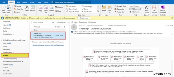 Cách lưu trữ (Archive) Email & khôi phục email đã lưu trữ trong Outlook