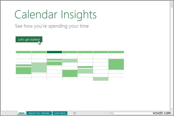 Cách lưu Calendar Insights workbook với dữ liệu của bạn trong Excel