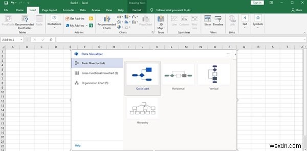 Cách sử dụng tiện ích Data Visualizer cho Excel để tạo sơ đồ luồng