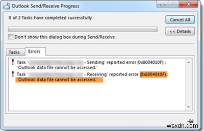 Lỗi 0x8004010F: Không thể truy cập tệp dữ liệu Outlook