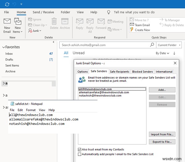 Cách thêm người vào Danh sách người gửi an toàn (Safe Senders List) trong Outlook