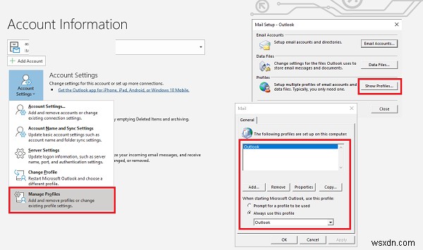 Lỗi Kết nối với Microsoft Exchange không khả dụng, Outlook phải trực tuyến hoặc đã kết nối