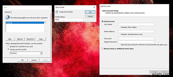 Lỗi Kết nối với Microsoft Exchange không khả dụng, Outlook phải trực tuyến hoặc đã kết nối