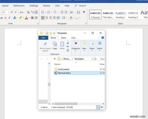 Office Word không nhớ cài đặt font ưa thích