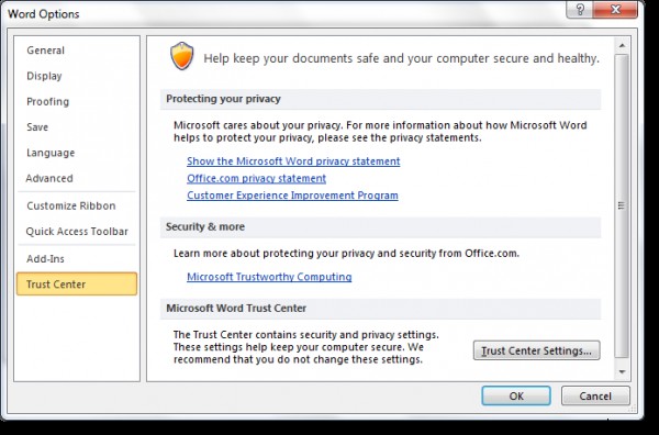 Cách tắt Chế độ bảo vệ (Protected View) trong Microsoft Office