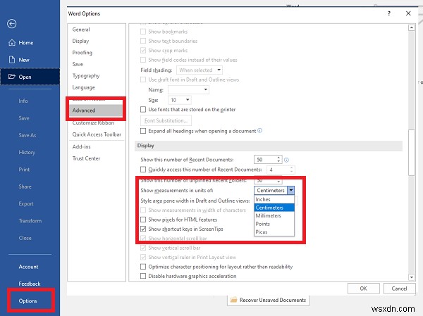 Cách đổi đơn vị thước kẻ (Ruler) trong Word, Excel, PowerPoint