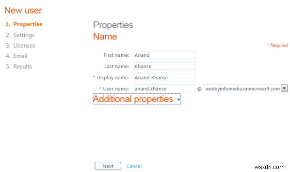 Cách thêm người dùng mới bằng tài khoản Quản trị trong Office 365