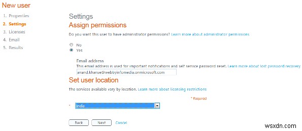Cách thêm người dùng mới bằng tài khoản Quản trị trong Office 365